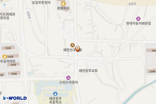 평장노인회관 앞 주차장 위치 지도 — 경상북도 칠곡군 왜관읍 왜관리 646-1
