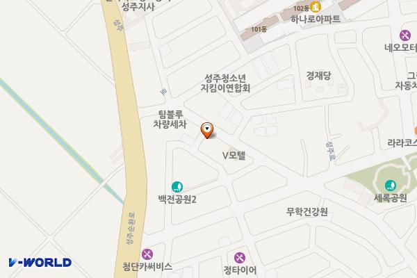 놀벤져스(1호) 제2주차장 위치 지도 — 경상북도 성주군 성주읍 백전리 650-1