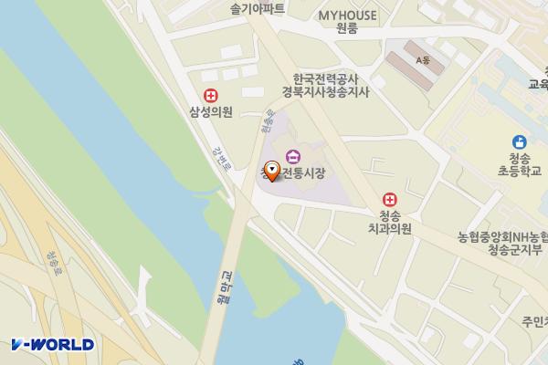 청송시장주차장 위치 지도 — 경상북도 청송군 청송읍 현충로 106