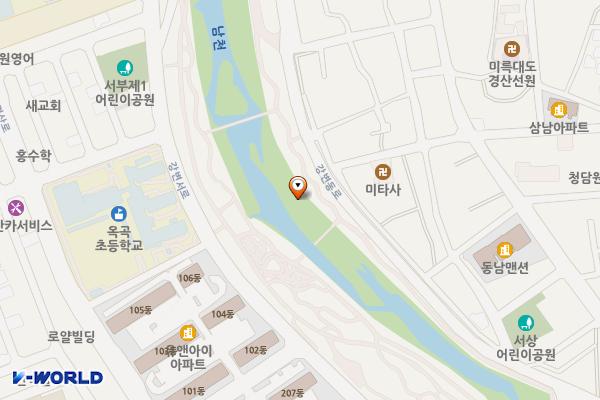남천둔치(우방유셀) 위치 지도 — 경상북도 경산시 옥곡동751-1