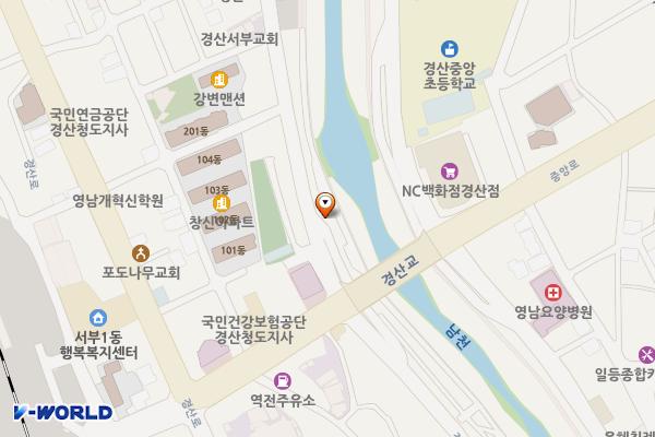 남천둔치(경산교) 위치 지도 — 경상북도 경산시 사정동 301-1