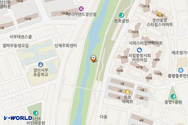 남천둔치(서희스타힐스 앞) 위치 지도 — 경상북도 경산시 중방동 818-1