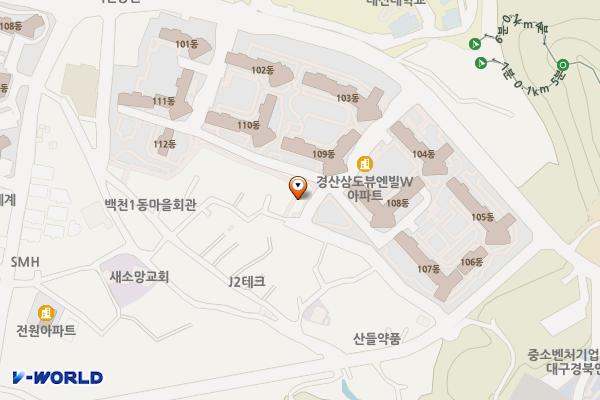 백천동 삼도뷰엔빌W아파트 공영주차장 위치 지도 — 경상북도 경산시 백천동 620