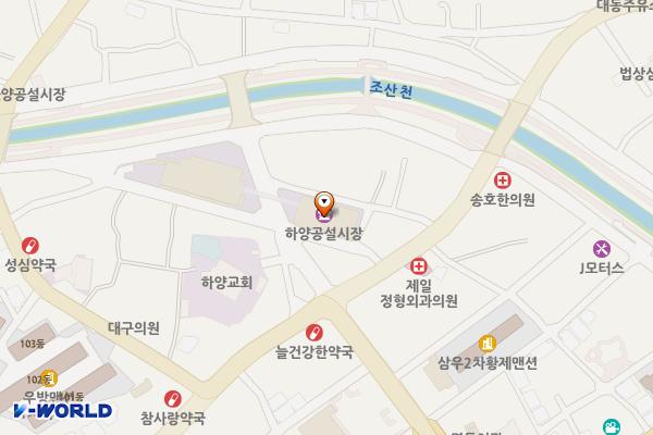 하양공설시장(꿈바우) 공영주차장 위치 지도 — 경상북도 경산시 하양읍 금락리 35-89