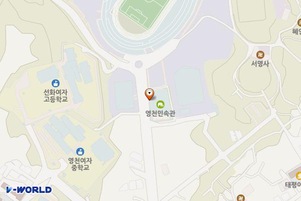 영천실내체육관 부설주차장 위치 지도 — 경상북도 영천시 운동장로 54