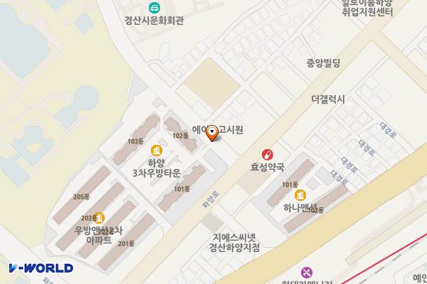 문화회관진입도로(KT하양지점) 위치 지도 — 경상북도 경산시 하양읍 금락리 131-139