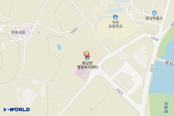 화남면행정복지센터 부설주차장 위치 지도 — 경상북도 영천시 화남면 신화로 1197