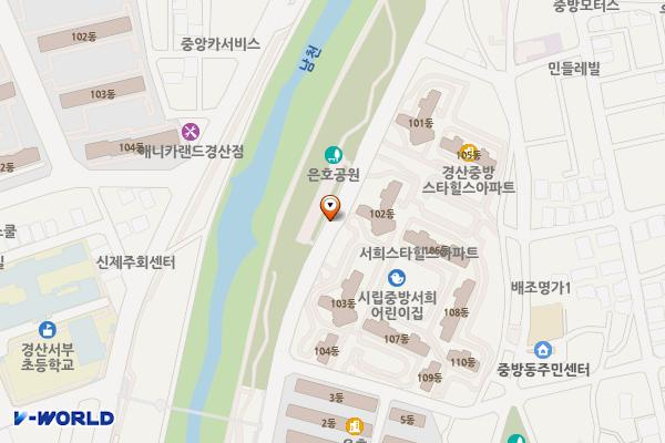 남천 노외주차장 앞 위치 지도 — 경상북도 경산시 중방동 818-131