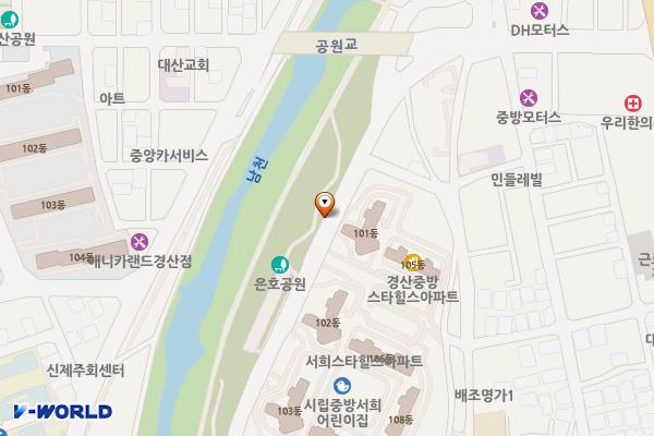 공원교 남측 위치 지도 — 경상북도 경산시 중방동 291-1