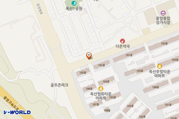 세븐일레븐옥산중앙점 남측 위치 지도 — 경상북도 경산시 옥산동 888