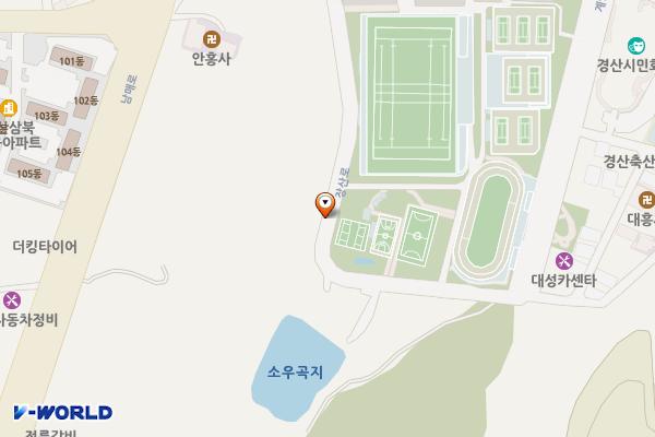 족구장 서측 위치 지도 — 경상북도 경산시 상방동 66-1