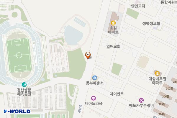경산시민운동장 뒤편 위치 지도 — 경상북도 경산시 상방동 33-24