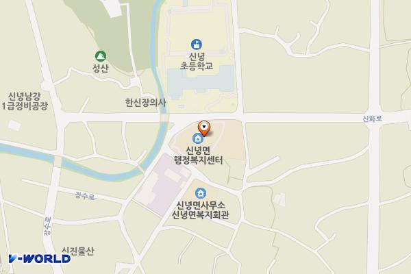 신녕면행정복지센터 부설주차장 위치 지도 — 경상북도 영천시 신녕면 화성중앙길 30