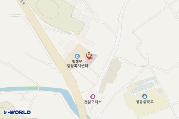 청통면복지회관 부설주차장 위치 지도 — 경상북도 영천시 청통면 청통초등길11