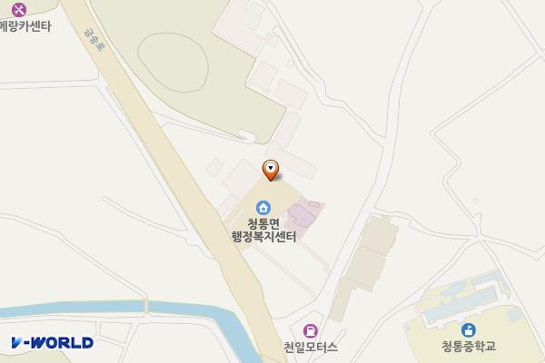 청통면행정복지센터 부설주차장 위치 지도 — 경상북도 영천시 청통면 금송로978