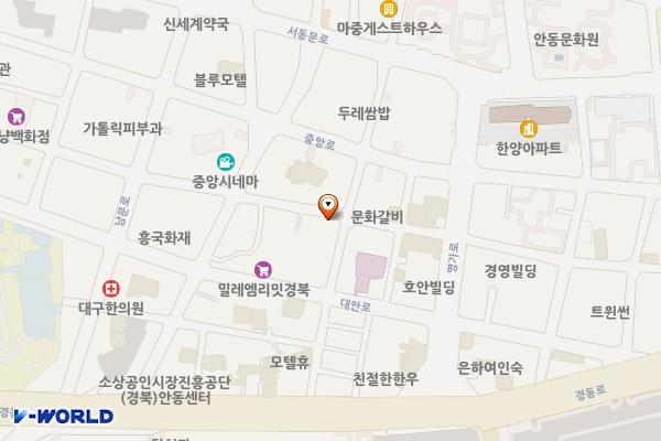 중앙문화의거리주차장 위치 지도 — 경상북도 안동시 음식의길 29(남부동)