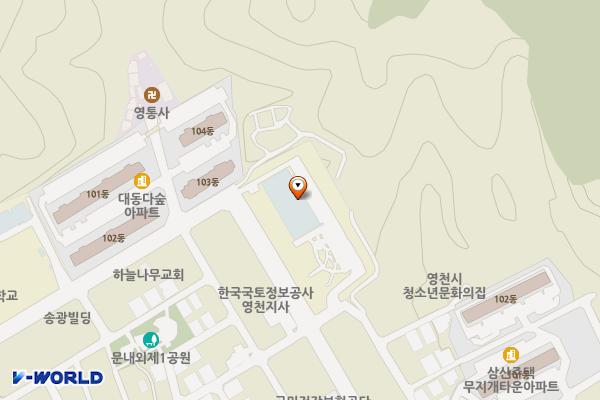 영천시립도서관 부설주차장 위치 지도 — 경상북도 영천시 중앙동1길 80