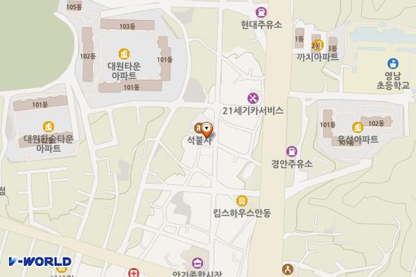 안기동 한화3길 마을공동주차장대원아파트 남동측 70m) 위치 지도 — 경상북도 안동시 안기동 152-11