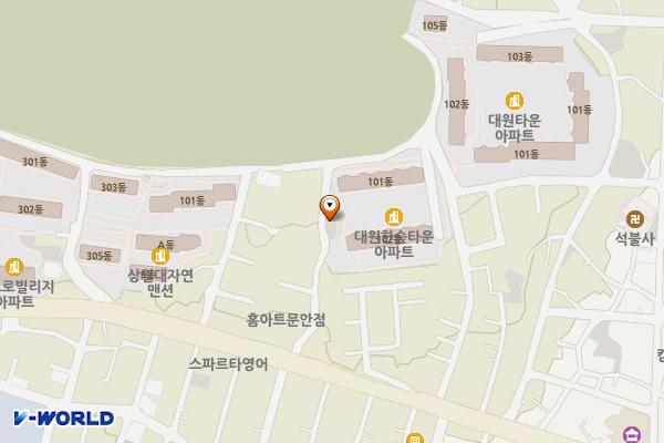 운안동 마을공동주차장(대원한숲타운 인근) 위치 지도 — 경상북도 안동시 운안동 335