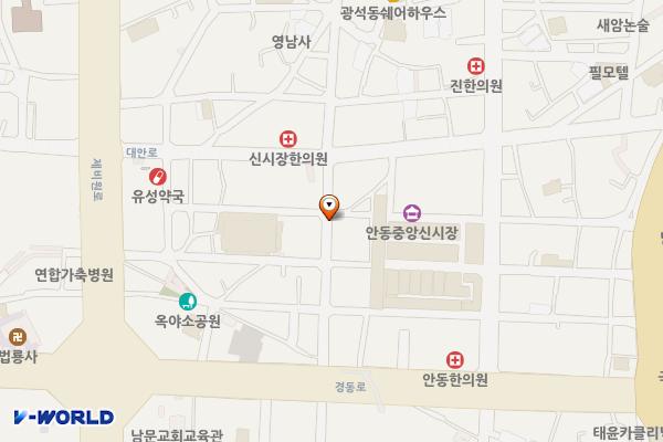 중앙시장5-대안로 노상유료 위치 지도 — 경상북도 안동시 옥야동 425-1
