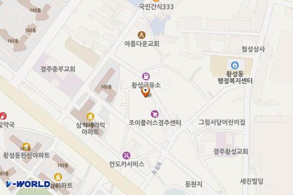 황성동 갓뒤마을 공용주차장 위치 지도 — 경상북도 경주시 황성동 213