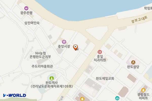 완도군 공용주차장 위치 지도 — 전라남도 완도군 완도읍 군내리 782-104(한국관앞~천주교(뒷편))