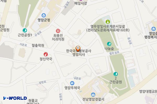 한국국토정보공사 영암군지사 위치 지도 — 전라남도 영암군 영암읍 열무정로 11