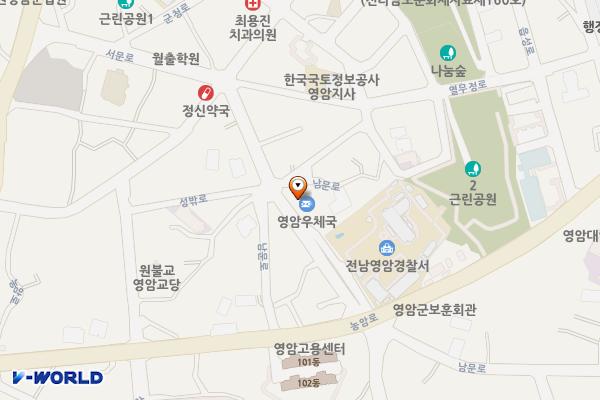 영암우체국~구터미널 위치 지도 — 전라남도 영암군 영암읍 남문로 13