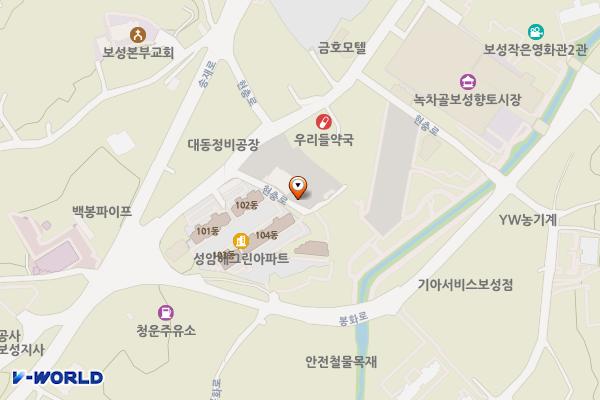 보성 시외버스터미널 공영주차장 위치 지도 — 전라남도 보성군 보성읍 원봉리 5-1