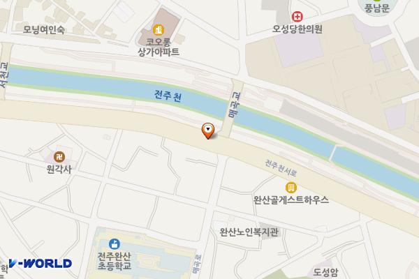 전주천 위치 지도 — 전북특별자치도 전주시 완산구 전주천서로 153