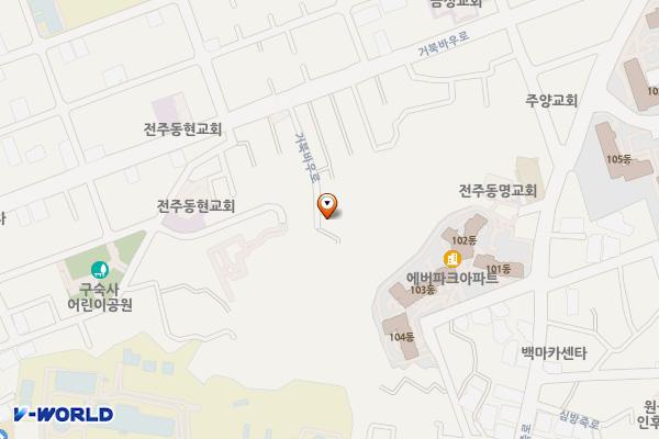 인후2동 용수마을 위치 지도 — 전북특별자치도 전주시 덕진구 거북바우로 124-15