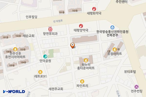 인후1동 안골 위치 지도 — 전북특별자치도 전주시 덕진구 팽나무4길 11