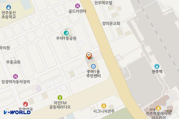 우아동 주민센터 옆 위치 지도 — 전북특별자치도 전주시 덕진구 우아동3가 746-45