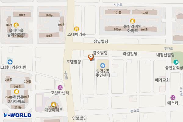 송천2동 주민자치센터 옆 위치 지도 — 전북특별자치도 전주시 덕진구 두간11길 3-4