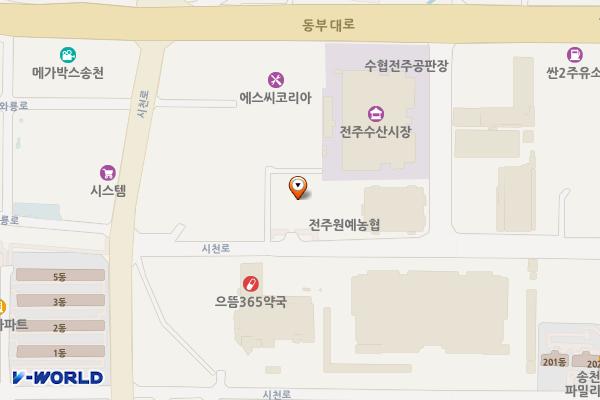 송천2동 농수산시장 안 위치 지도 — 전북특별자치도 전주시 덕진구 송천동2가 597-14