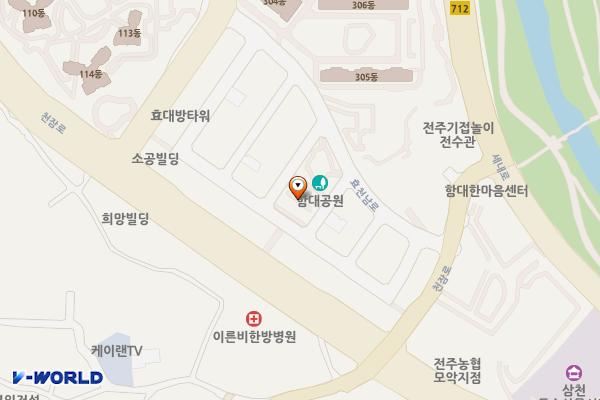 효천지구 제5주차장 위치 지도 — 전북특별자치도 전주시 완산구 삼천동2가 762-1