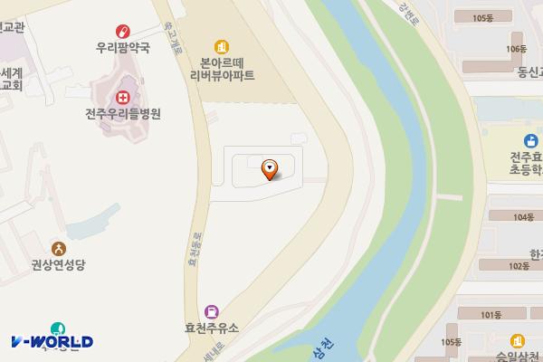 효천지구 제3주차장 위치 지도 — 전북특별자치도 전주시 완산구 효자동2가 1374-4