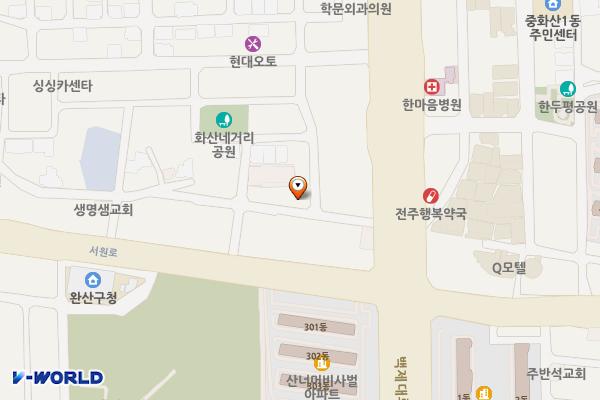 이중본 뒤 위치 지도 — 전북특별자치도 전주시 완산구 산월1길 10