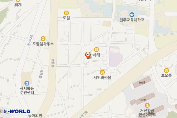서학동 예술마을 소규모주차장 위치 지도 — 전북특별자치도 전주시 완산구 서서학동 244