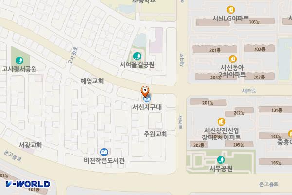 서신동 서신지구대 옆 위치 지도 — 전북특별자치도 전주시 완산구 새터로 46