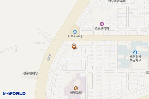 서부신시가지 여명교회뒤 위치 지도 — 전북특별자치도 전주시 완산구 배학5길 7