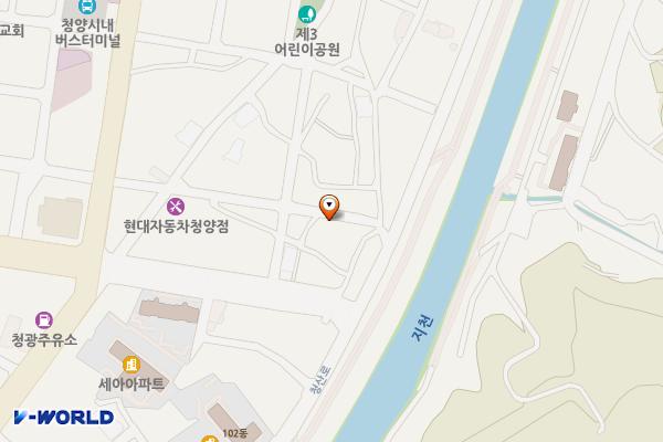 읍내리 제5공영주차장(리버사이드맨션 앞) 위치 지도 — 충청남도 청양군 청양읍 읍내리 351-17