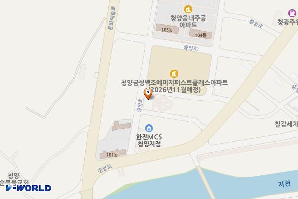 읍내리 제2공영주차장(한국전력공사 옆) 위치 지도 — 충청남도 청양군 청양읍 읍내리 388-5