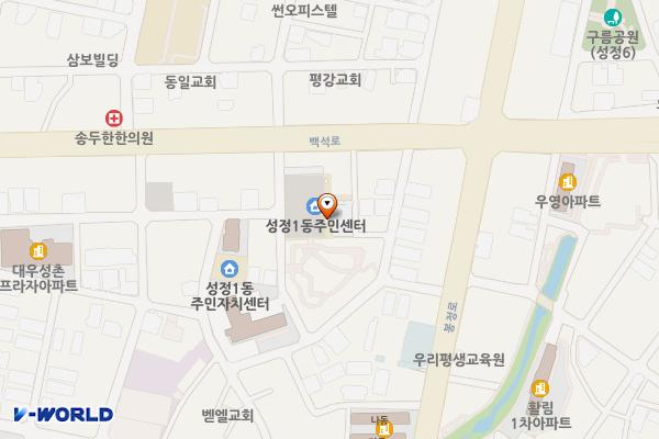 성정1동주민센터주차장 위치 지도 — 충청남도 천안시 서북구 성정8길 5
