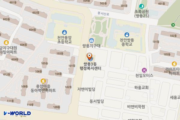 쌍용3동주차장 위치 지도 — 충청남도 천안시 서북구 월봉로 138