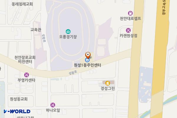 원성1동주민센터주차장 위치 지도 — 충청남도 천안시 동남구 성황로 125