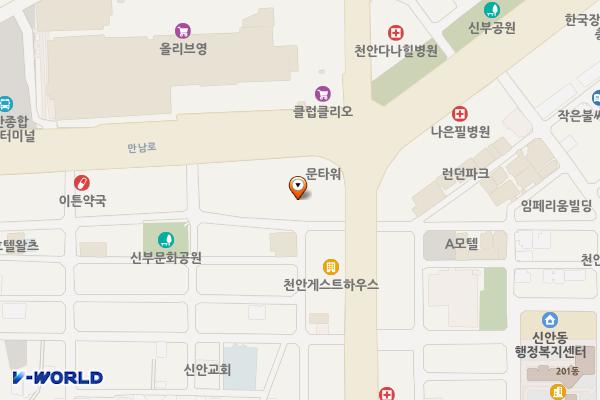 신안동주민센터주차장 위치 지도 — 충청남도 천안시 동남구 먹거리11길 45