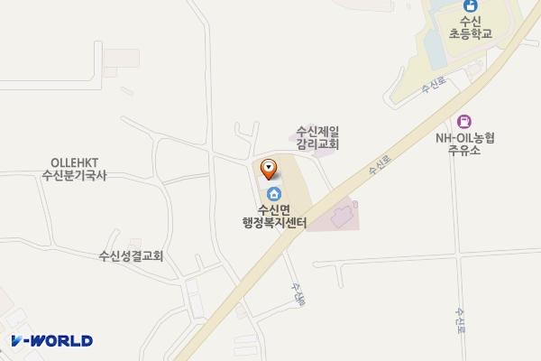 수신면사무소주차장 위치 지도 — 충청남도 천안시 동남구 수신면 수신로 431