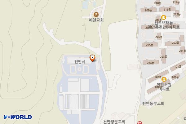 농업기술센터주차장 위치 지도 — 충청남도 천안시 동남구 목천읍 목천안터1길 15