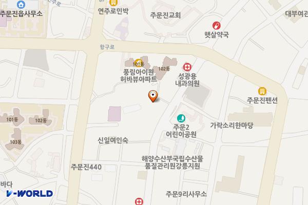 주문진 수산물 품질관리원 앞 주차장 위치 지도 — 강원특별자치도 강릉시 주문진읍 주문리 333-3